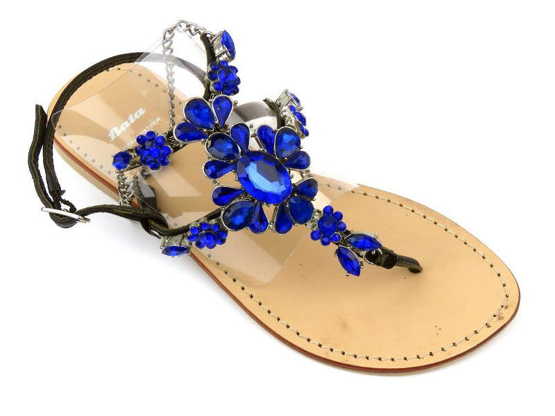 Sandały damskie z niebieskimi kryształkami - Bata 32615, II