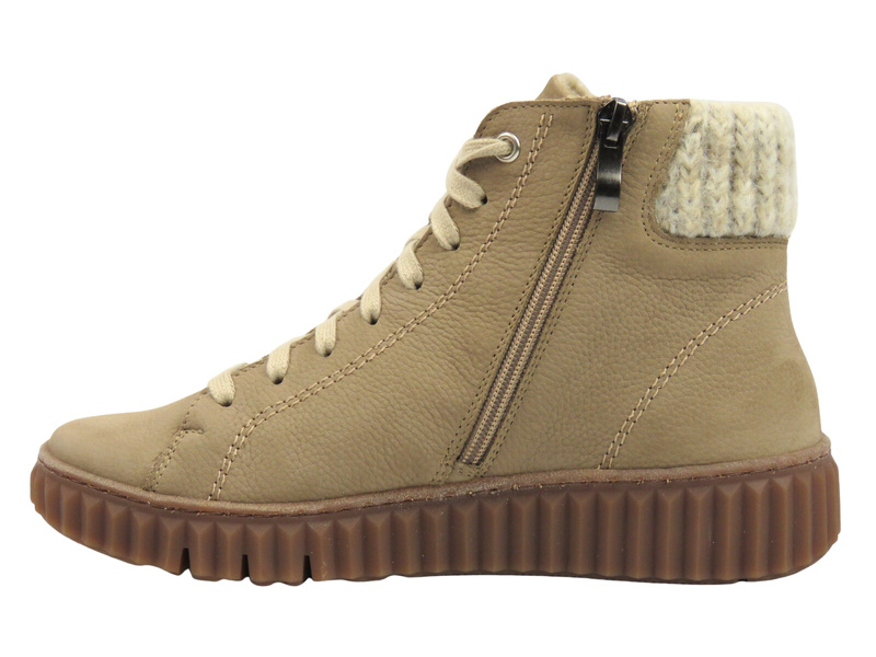 Skórzane trzewiki, trapery damskie - Nika Komfort 1432 taupe