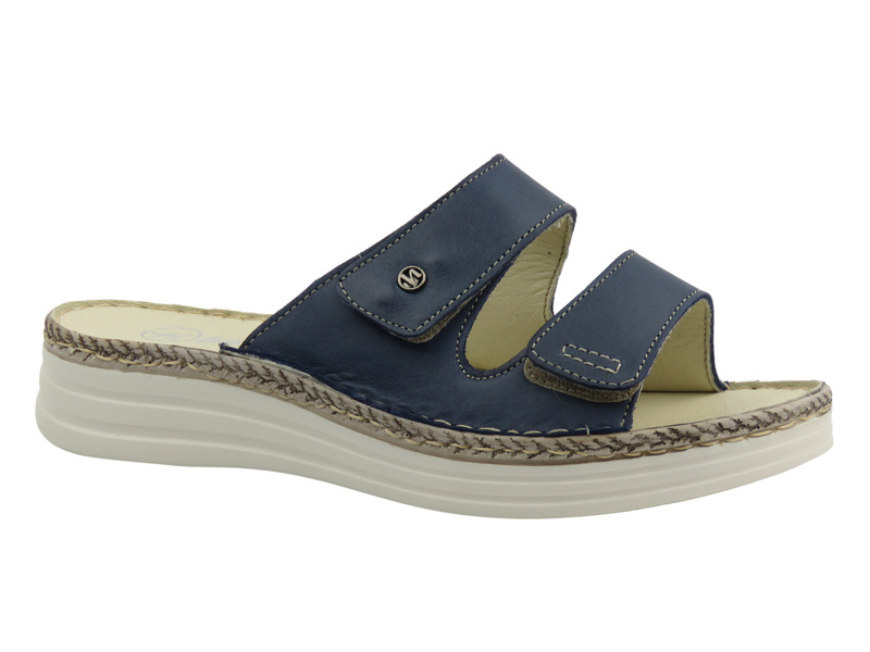 Wygodne, miękkie klapki damskie HELIOS Komfort 122, granatowe