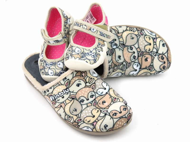 Kapcie dziecięce z linii Mummy & Me - BEFADO 109P240, beżowe z sarenkami