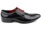 Półbuty męskie wizytowe - MOSKAŁA 409/203, czarne z czerwonymi sznurówkami
