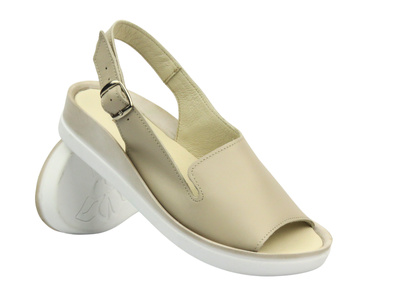 Skórzane sandały damskie - Werbut 013, beżowe