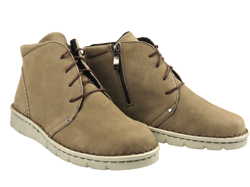 Skórzane botki damskie Nika Komfort 838, brązowe 2