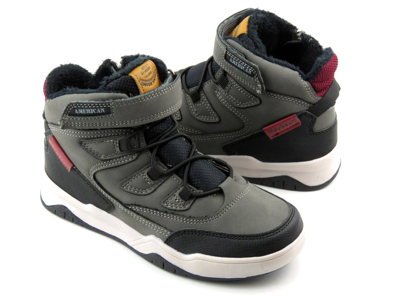 Buty zimowe dziecięce - AMERICAN CLUB ES105/22, ciemnoszare