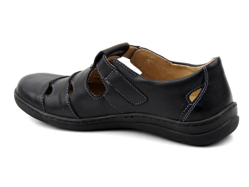 Wiosenne półbuty damskie z wycięciami - Helios Komfort 780, czarne