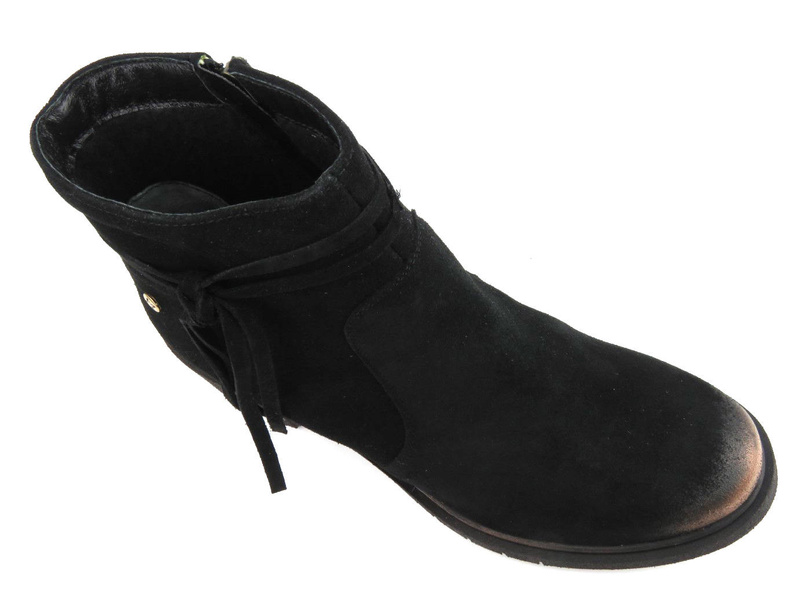 Zamszowe botki damskie na obcasie - MACIEJKA 05720-01, czarne