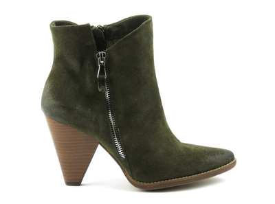 Zamszowe, zielone kowbojki damskie na obcasie - Kati 2837