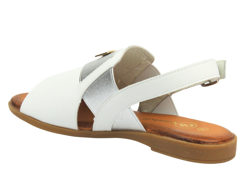 Skórzane sandałki damskie - Cambell 25-00658, białe