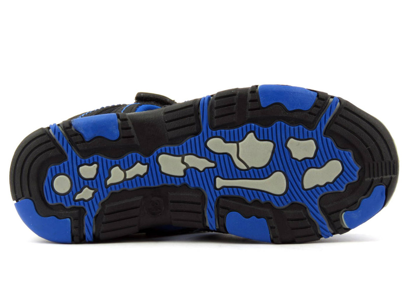 Sandały dziecięce, młodzieżowe z zakrytymi palcami - WOJTYŁKO 22313, czarno-niebieskie