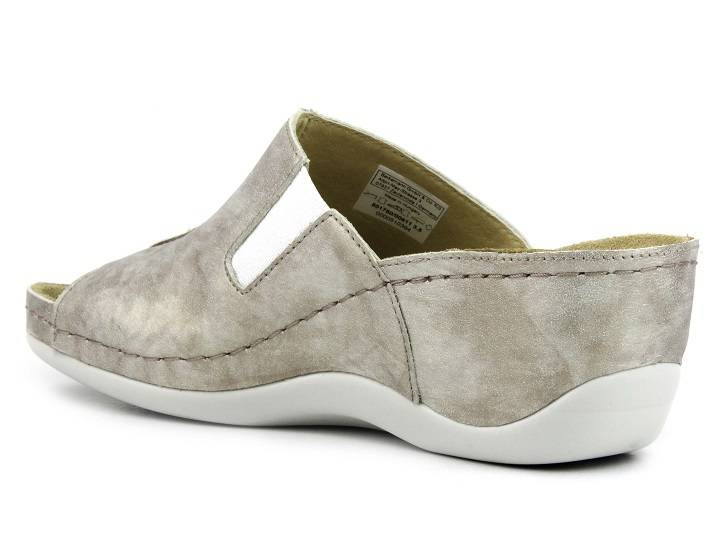 Wygodne klapki damskie bez noska - Berkemann Candela 01750, srebrne