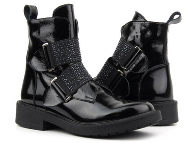 Botki damskie lakierowane - VENEZIA G0441215, czarne