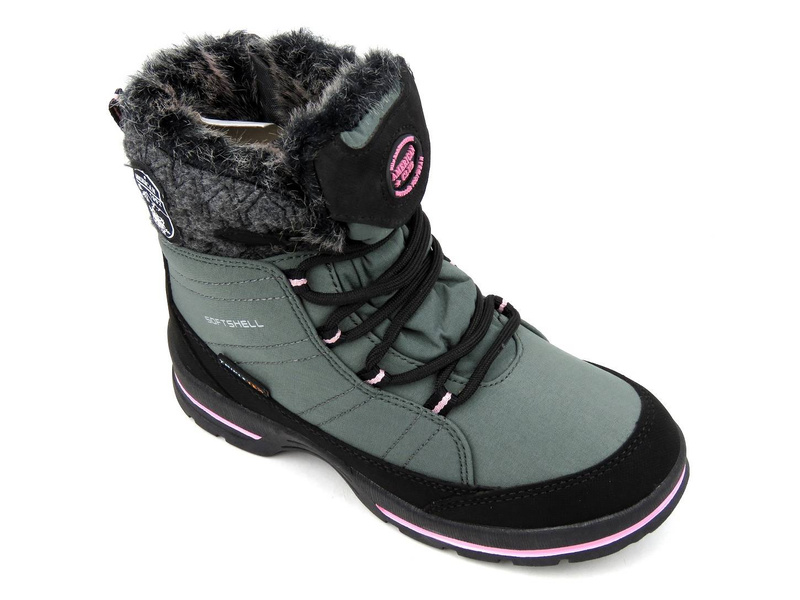 Ciemnoszare śniegowce dziecięce - AMERICAN CLUB SN03, z Softshell i membraną