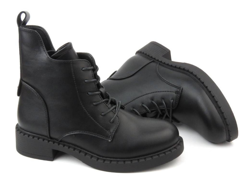 Botki damskie ze skóry ekologicznej - Evento 23BT35-6435, czarne