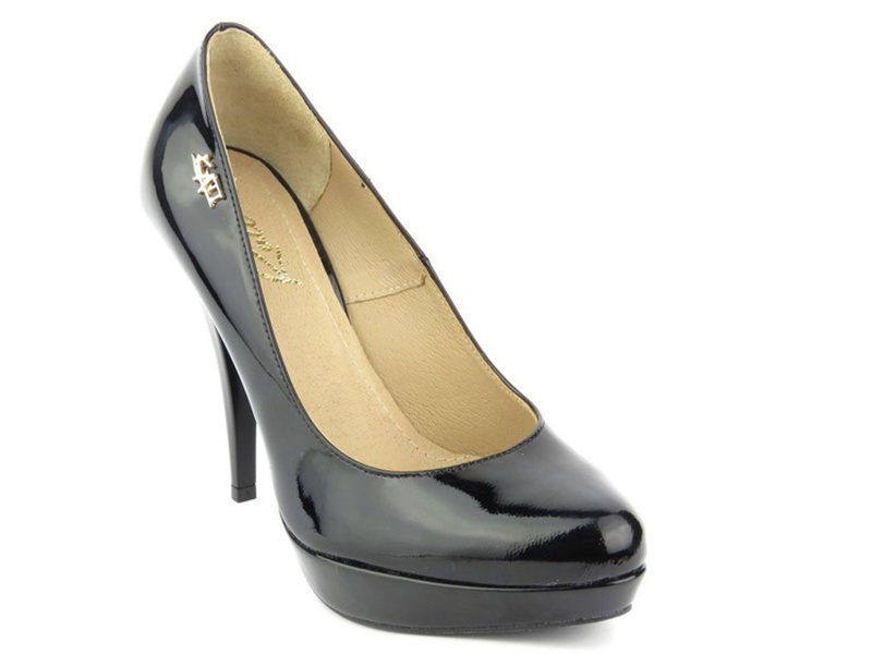 Lakierowane czółenka na szpilce - Kati 207, czarne