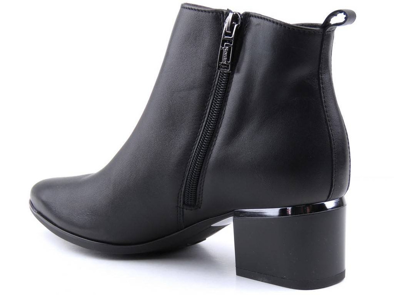 Skórzane botki damskie w stylu retro - Kordel 1966, czarne