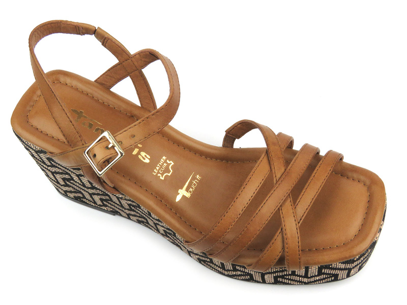 Sandały damskie na koturnie - TAMARIS 1-28014-42, brązowe