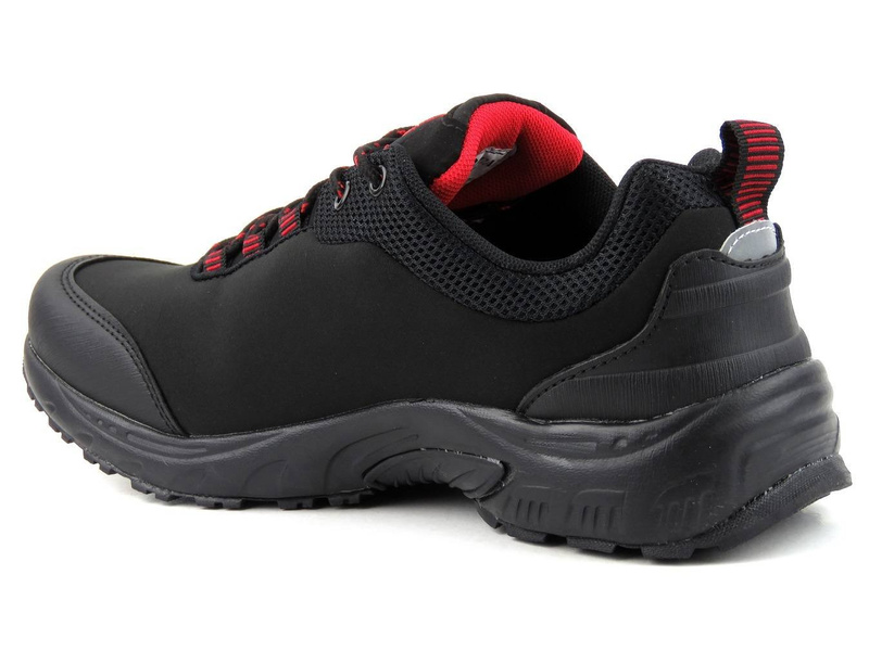 Trekkingi męskie z softshell - AMERICAN CLUB WT47/21(22), czarno-czerwone