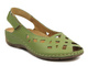Skórzane sandały damskie z wycięciami - Helios Komfort 4027, zielone