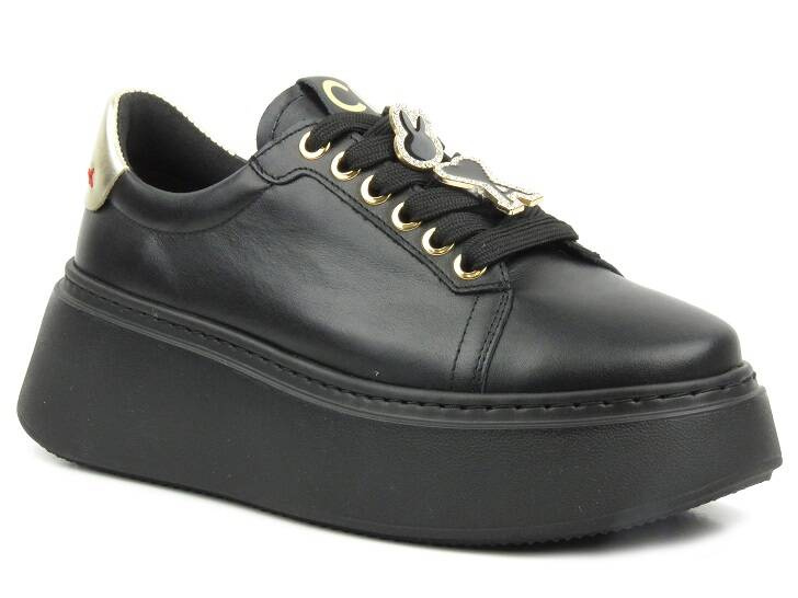 Sportowe buty damskie na platformie - CheBello 4292, czarne