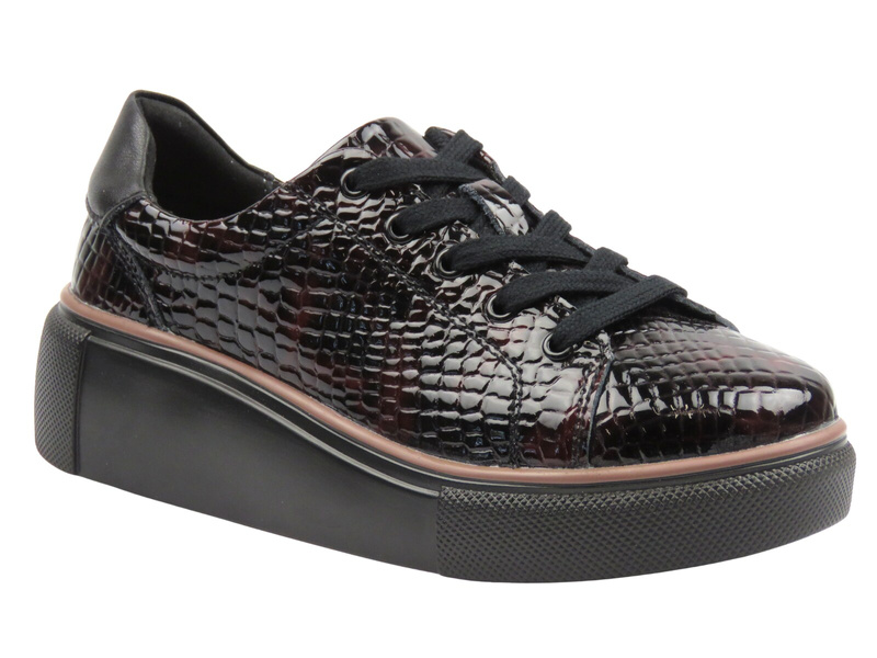 Skórzane półbuty damskie bordowe Nika Komfort H-286