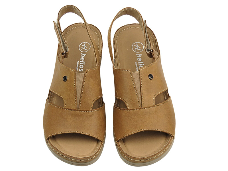 Skórzane sandały damskie jasnobrązowe HELIOS Komfort 143