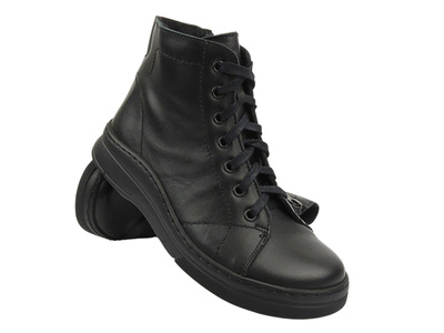 Botki damskie ocieplane HELIOS Komfort 517, czarne 2