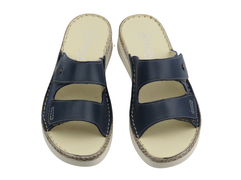 Wygodne, miękkie klapki damskie HELIOS Komfort 122, granatowe