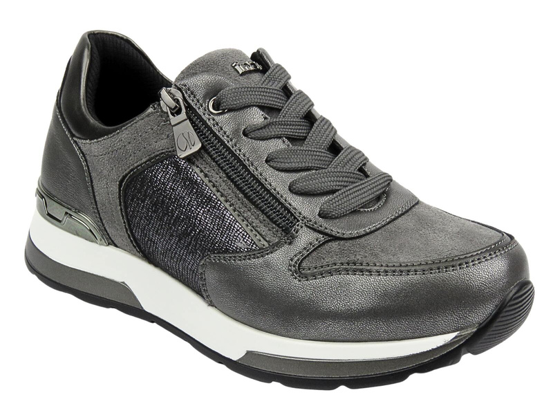 Wygodne sneakersy damskie ze skóry ekologicznej szare Inblu IN-390