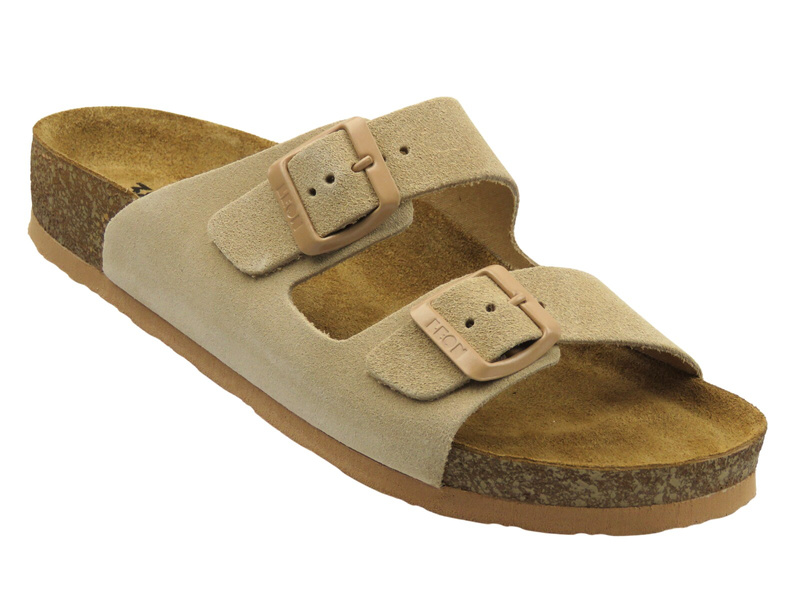 Klapki damskie z klamrą Leon 4010 beżowe