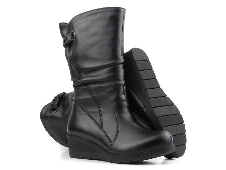 Kozaki damskie na koturnie - AXEL 4466, czarne