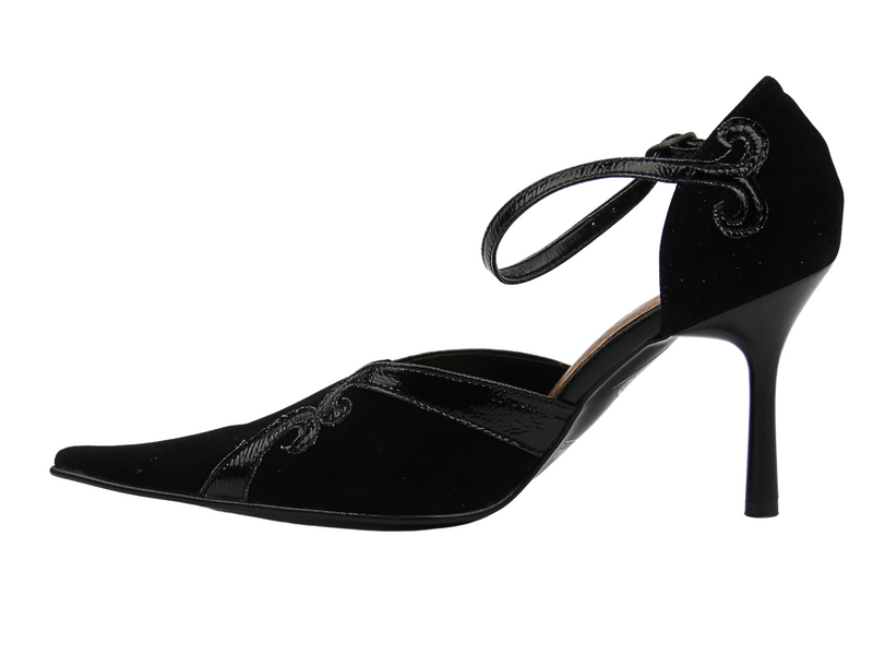 Skórzane czółenka damskie na szpilce - DA&MA 808 czarne