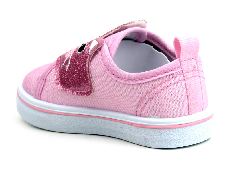 Wygodne trampki dziecięce z kotkiem na cholewce - AXIM 22102, różowe