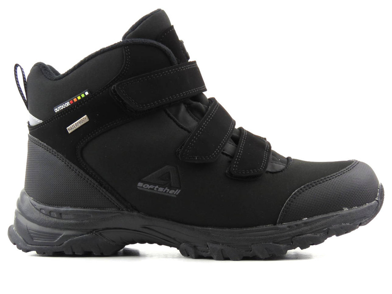 Trekkingi męskie zimowe na rzepy - AMERICAN CLUB Softshell WT109/22, czarne