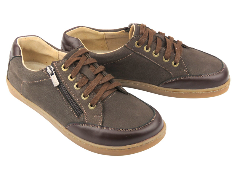 Barefoot skórzane minimalistyczne półbuty damskie Helios Komfort 470, ciemny brąz
