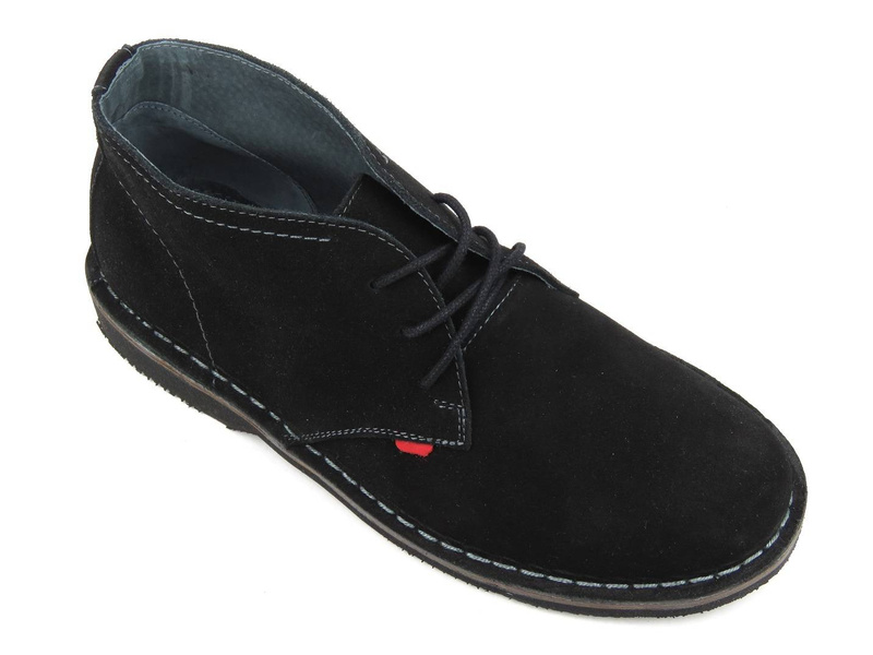 Skórzane, nieocieplane trzewiki męskie na cały rok - Helios Komfort 885, czarne