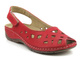 Skórzane sandały damskie z wycięciami - HELIOS Komfort 4027, czerwone