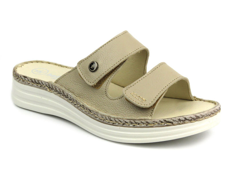 Wygodne, miękkie klapki damskie HELIOS Komfort 122, ecru