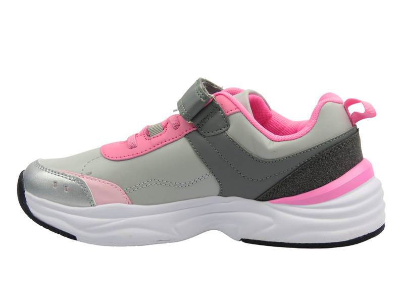 Buty Sportowe Młodzieżowe - Befado 516Q254 Szaro-różowe Na Rzep
