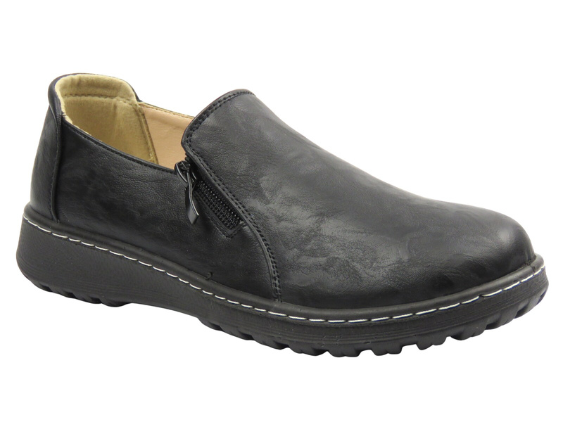 Wsuwane półbuty damskie Potocki 25-90352, czarne