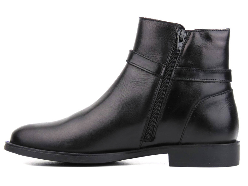 Płaskie botki damskie zdobione łańcuchem - VENEZIA 7735638 SIER NER, czarne