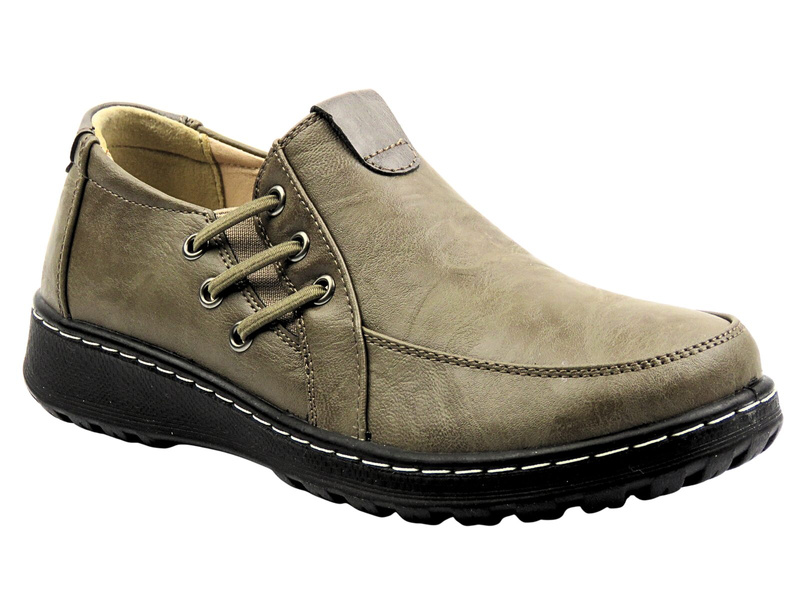 Wsuwane półbuty damskie khaki Potocki 25-90353