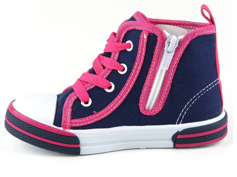 Wysokie buty dziecięce z suwakiem i sznurowaniem - AMERICAN CLUB TEN 13/2014, granatowe