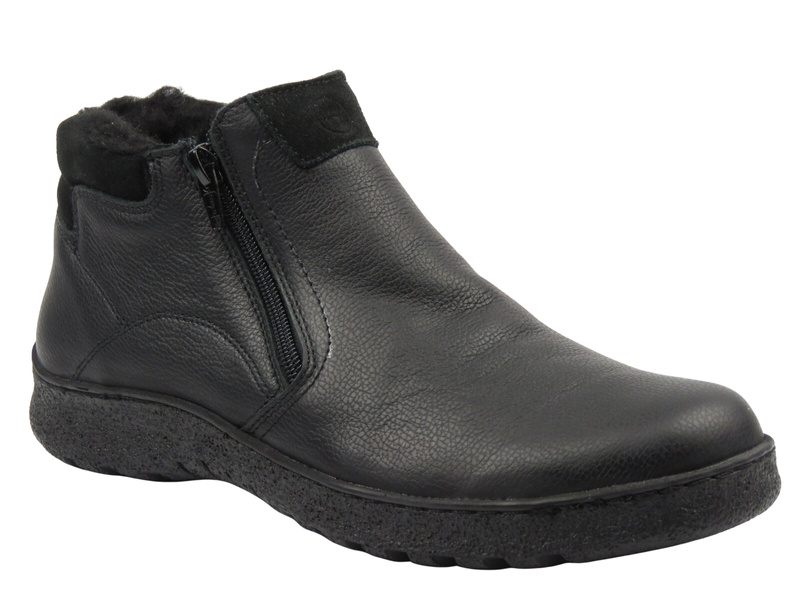 Ciepłe, wygodne trzewiki męskie polskiej marki Helios 827, czarny 2