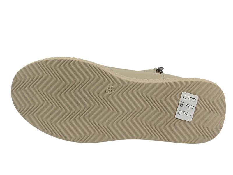 Botki Damskie Polskiej Marki HELIOS Komfort 559 Ecru Na Zamek