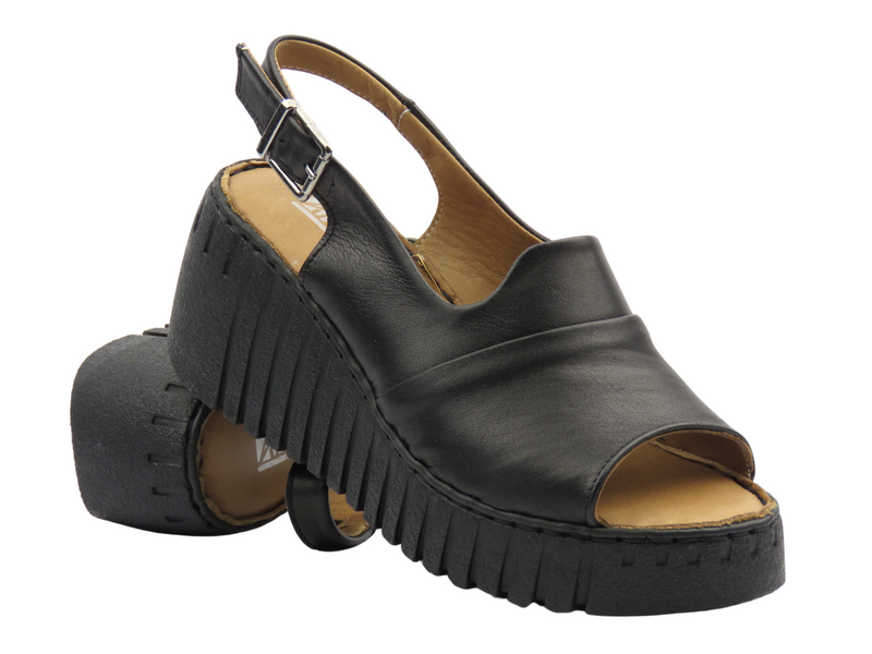 Sandały damskie na platformie z koturnem czarne Artiker 54C0791