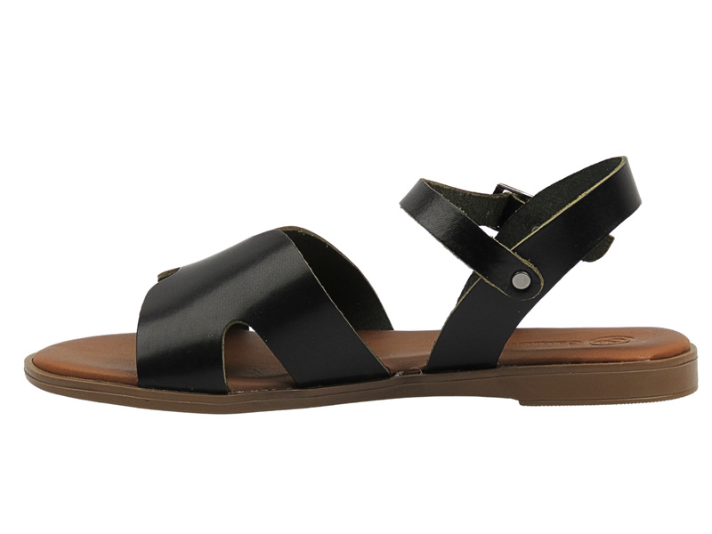 Skórzane sandały damskie czarne Cambell 25-64302