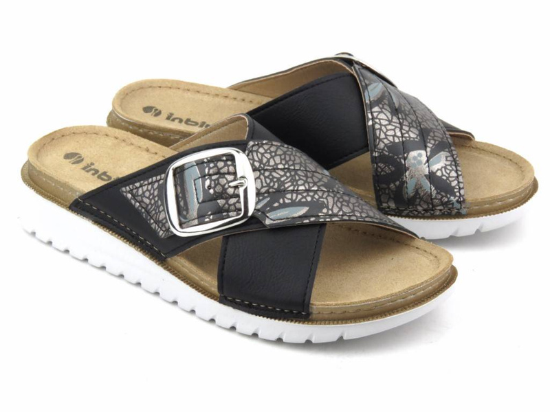 Klapki damskie z klamrą - INBLU CN-32, czarne