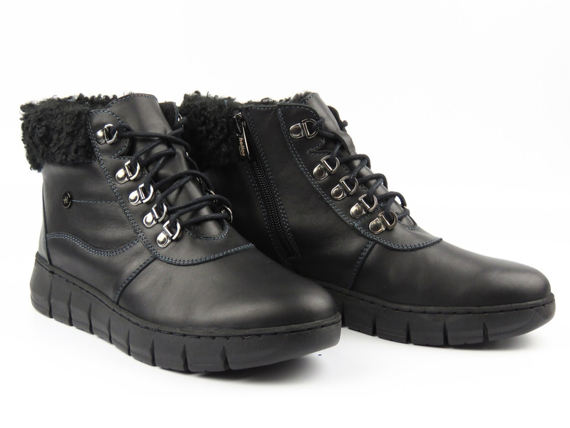 Wygodne botki damskie z naturalnej skóry Helios Komfort 782, czarne