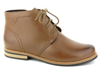 Skórzane botki damskie polskiej marki Helios Komfort 648, brązowe