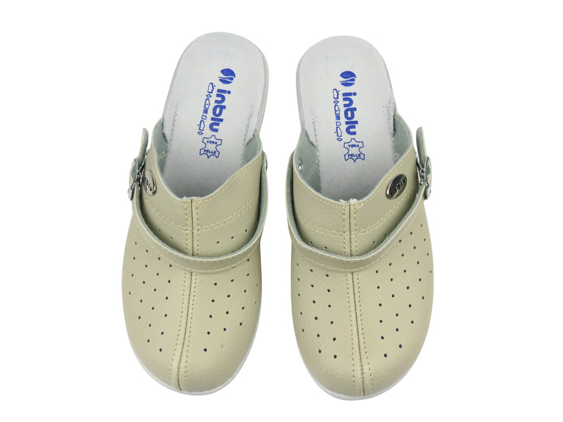 Wygodne damskie klapki medyczne Inblu AE-04, beżowe